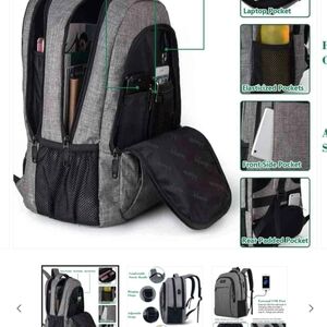 Gray and Black Multi-Compartment Backpack with Laptop Sleeve